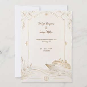 Convite Casamento Cruzeiro em Ouro Branco Elegante Ondas d