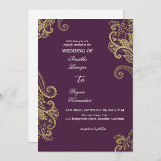 Convite Casamento cultural tradicional do legante Henna