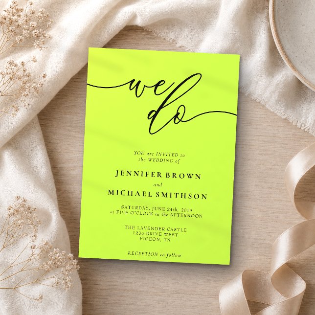 Convite Casamento Cyber Lime Jet Black Signature We Do Typ (Criador carregado)