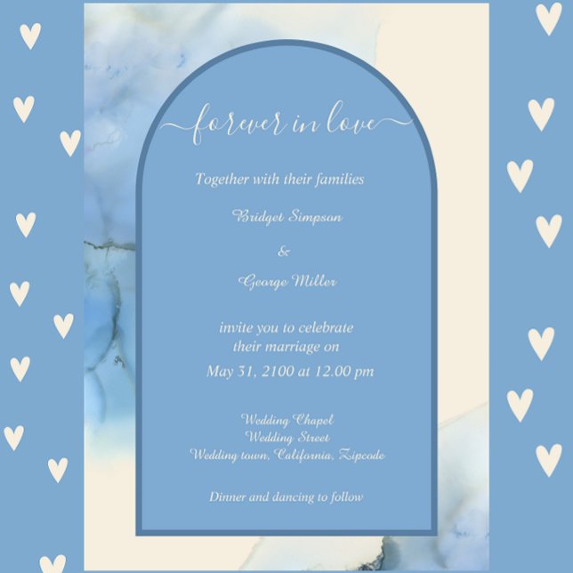 Convite casamento da abstrato azul romântica (romantic blue abstract coastal wedding invitation by wedding Hobinishop)