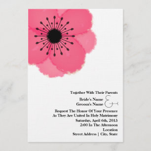 Convite Casamento da anêmona do rosa quente: Junto com