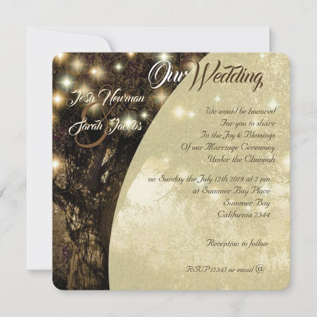 Convite Casamento da Árvore da Vida à Noite Judaica (Frente)