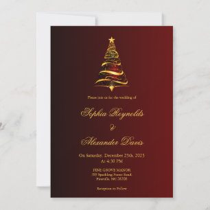Convite Casamento da árvore de Natal minimalística Chic El