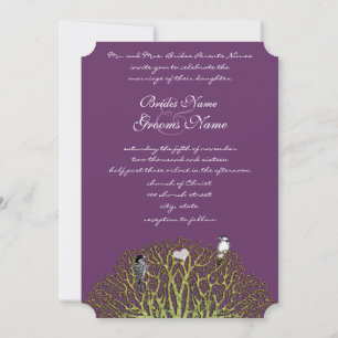 Convite Casamento da Árvore Redemoinho Roxo e Verde do Pás