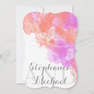 Convite Casamento da Borboleta da Coral Orchid Watercolor