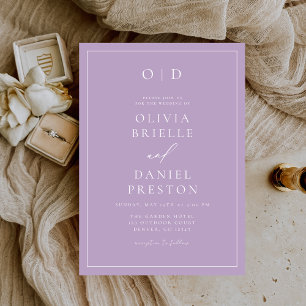 Convite Casamento da Caligrafia Moderna Mínima Lilac Mauve