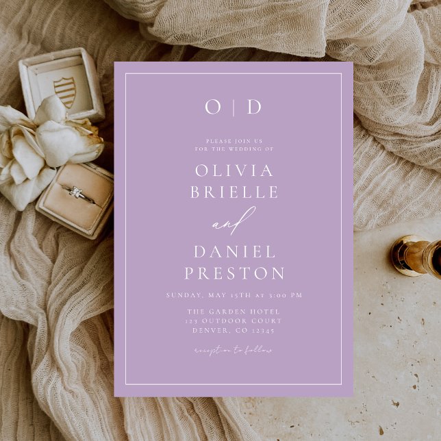 Convite Casamento da Caligrafia Moderna Mínima Lilac Mauve (Criador carregado)
