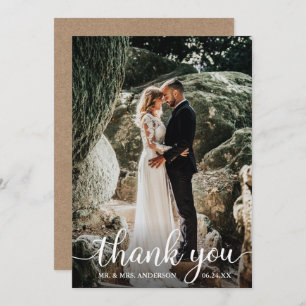 Convite Casamento Da Caligrafia Russa Obrigado Kraft Card