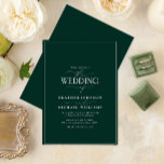 Convite Casamento da Caligrafia Verde Moderna Emerald<br><div class="desc">Trendy, elegante e moderno, esta simples e minimalista design de casamento da tipografia esmeralda verde e branca apresenta 'O Casamento de' em caligrafia moderna e texto Serif como a principal reportagem de design, e é baseada no nosso convite para chás de panela mais vendido. A parte de trás do cartão...</div>