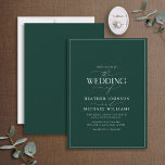 Convite Casamento da Caligrafia Verde Moderna Emerald<br><div class="desc">Trendy, elegante e moderno, esta simples e minimalista design de casamento da tipografia esmeralda verde e branca apresenta 'O Casamento de' em caligrafia moderna e texto Serif como a principal reportagem de design, e é baseada no nosso convite para chás de panela mais vendido. A parte de trás do cartão...</div>