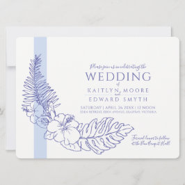 Convite casamento da coroa tropical azul