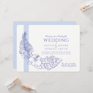 Convite casamento da coroa tropical azul