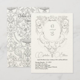 Convite Casamento da crista do monograma da Cinza vitorian
