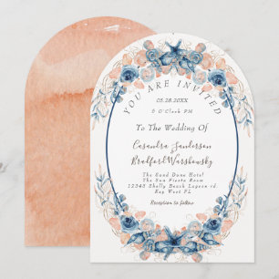 Convite Casamento da Flor da Camada de Aquarela de Pêssego