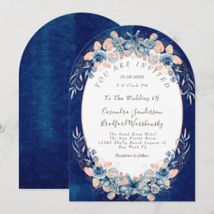 Convite Casamento da Flor de Aquarela de marinho Blush Bea