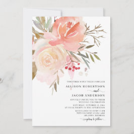 Convite Casamento Da Flor Rosa Com Blush Por Aquarela Chic