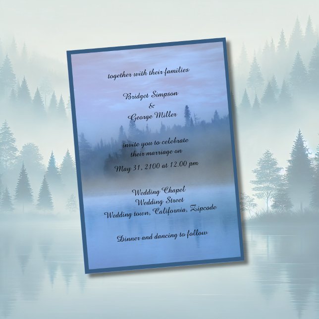 Convite casamento da floresta azul poeirenta (Criador carregado)