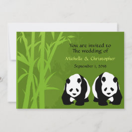 Convite Casamento da Floresta Bambu Verde e Panda Bears Gi