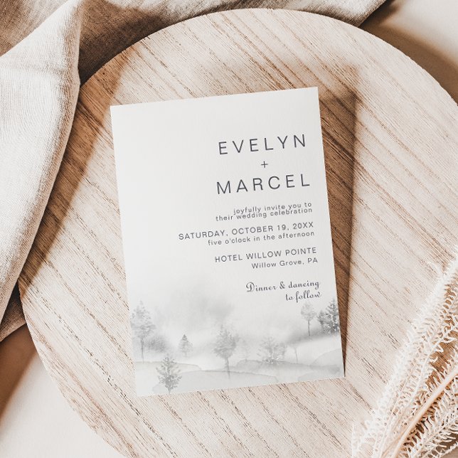 Convite Casamento da Floresta da Montanha de inverno (Criador carregado)