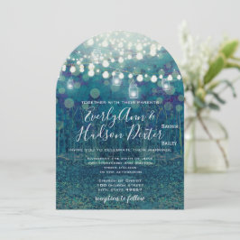 Convite Casamento da Floresta das Luzes Leiteiras Azuis