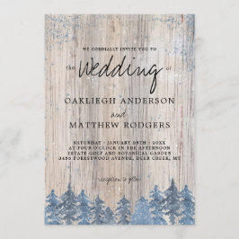 Convite Casamento da Floresta de Inverno de Árvores Rústic