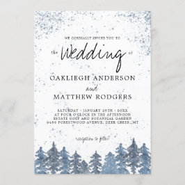 Convite Casamento da Floresta de inverno de Neve Rústica