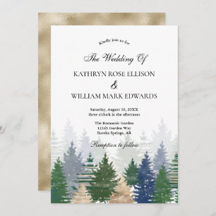Convite Casamento da Floresta dos Pinus Modernos