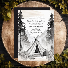 Convite Casamento da Floresta Montanha em Campanha Rustic 