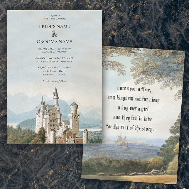 Convite Casamento da Floresta Russa do Castelo de Fairytal (Vintage Fairytale Castle Rustic Forest Wedding Invitation)