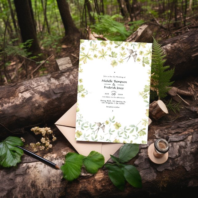 Convite Casamento da Floresta Rustic Watercolor (Criador carregado)
