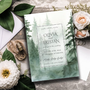 Convite Casamento da Floresta Rustic Watercolor