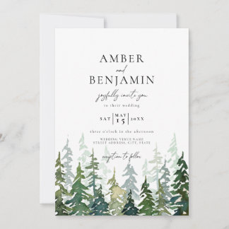 Convite Casamento da Floresta Rustic Watercolor Woodland