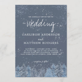 Convite Casamento da Floresta Rústica de Neve de inverno