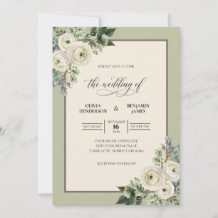 Convite Casamento da Folha de Creme de Oliva