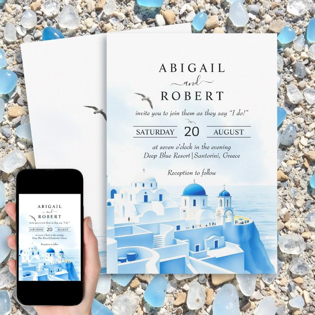 Convite casamento da Grécia Santorini (Criador carregado)