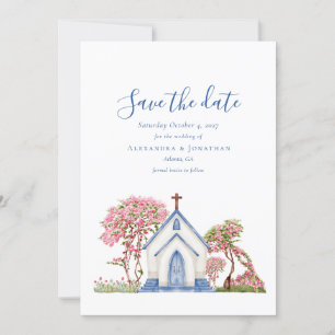 Convite Casamento da Igreja de Aquarela Elegante Salvar a