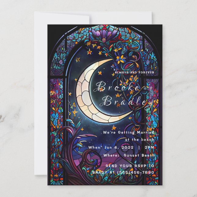 Convite Casamento da Lua de Vidro Pintado (Frente)