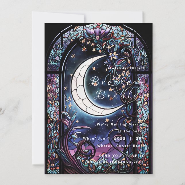 Convite Casamento da Lua de Vitral (Frente)