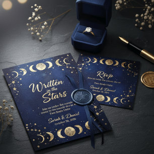 Convite Casamento da Marinha Celestial Moderna e Estrelas
