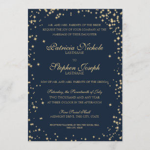 Convite Casamento da meia-noite das Estrelas Twinkle Sky