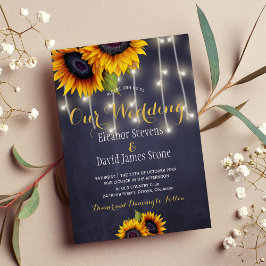 Convite Casamento da moda de marinho girassol
