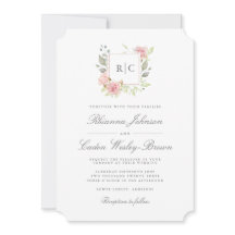 Casamento da Moldura do Monograma de Rosas Rosa La