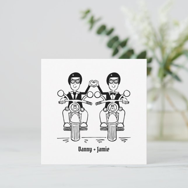 Convite Casamento da Noite da Motocicleta Personalizada de (Em pé/Frente)