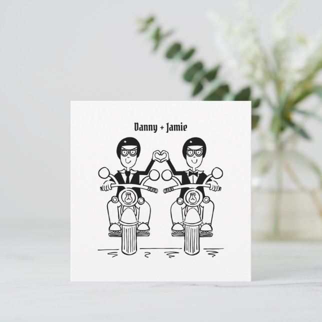 Convite Casamento da Noite da Motocicleta Personalizada de (Em pé/Frente)