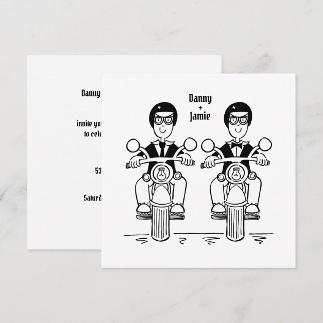 Convite Casamento da Noite da Motocicleta Personalizada de (Frente/Verso)