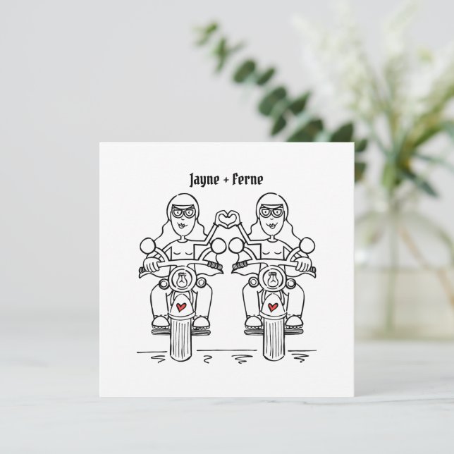 Convite Casamento da Noite de Motocicleta Personalizada de (Em pé/Frente)