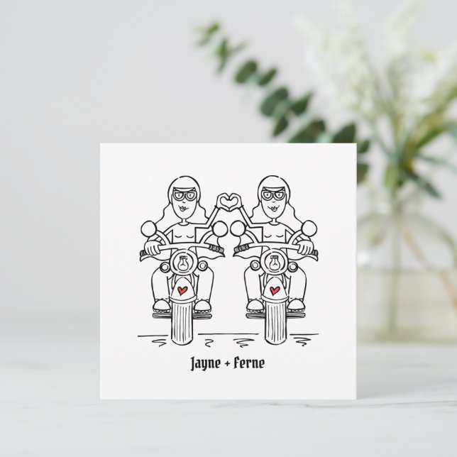 Convite Casamento da Noite de Motocicleta Personalizada de (Em pé/Frente)