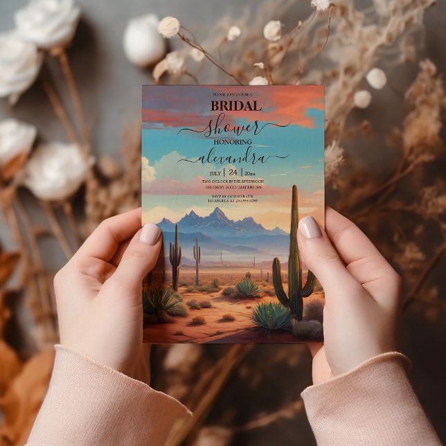 Convite Casamento da Paisagem do Deserto Moderno (Criador carregado)