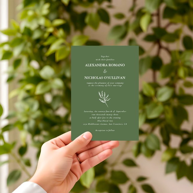 Convite Casamento da Paleta Verde da Elegante Moderna (Criador carregado)