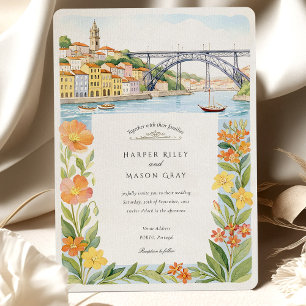 Convite Casamento da Ponte Watercolor Porto Dom Luís I